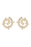 Shop_Isharya_Gold Plated Crystals, Cut Work Embellished Hoops_at_Aza_Fashions