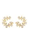 Shop_Isharya_Gold Plated Crystals, Cut Work Stone Hoops _at_Aza_Fashions
