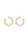Shop_Isharya_Gold Plated Crystals, Cut Work, Stones Embellished Spiral Stud Earrings _at_Aza_Fashions