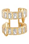 Shop_Isharya_Gold Plated Crystals, Stones Cubic Zirconia Embellished Ring _at_Aza_Fashions