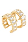 Shop_Isharya_Gold Plated Crystals, Stones Cubic Zirconia Embellished Ring _Online_at_Aza_Fashions