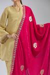 Naintara Bajaj Magenta Velvet Gota Patti, Embroidery Dupatta at Aza Fashions Naintara Bajaj_Magenta Velvet Gota Patti, Embroidery Dupatta _at_Aza_Fashions