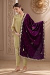 Buy_Naintara Bajaj_Wine Velvet Gota Patti, Embroidery Paisley Dupatta _at_Aza_Fashions