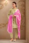 Buy_Samyukta Singhania_Pink Velvet Embroidery Gota Patti Dupatta _at_Aza_Fashions
