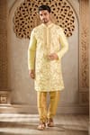 Buy_Arihant Rai Sinha_Beige Silk, Chanderi Embroidery Floral Bloom Kurta Set _at_Aza_Fashions