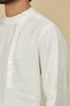 EWOKE_White Hemp Asymmetric Kurta _Online_at_Aza_Fashions
