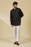EWOKE_Black Tencel Solid Shirt _at_Aza_Fashions