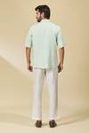 Shop_Ewoke_Green Hemp Embroidery Floral Shirt _at_Aza_Fashions