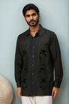 Buy_Ewoke_Black Tencel Embroidery Floral Shirt _at_Aza_Fashions