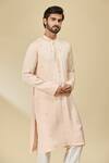 EWOKE_Pink Tencel Luxe Embroidered Bead Floral Kurta _Online_at_Aza_Fashions