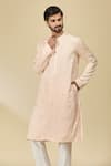 Shop_EWOKE_Pink Tencel Luxe Embroidered Bead Floral Kurta _Online_at_Aza_Fashions