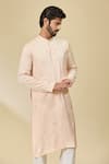 EWOKE_Pink Tencel Luxe Embroidered Bead Floral Kurta _at_Aza_Fashions