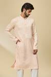 Buy_EWOKE_Pink Tencel Luxe Embroidered Bead Floral Kurta 