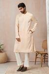Shop_EWOKE_Pink Tencel Luxe Embroidered Bead Floral Kurta 