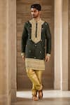 Buy_Samyukta Singhania_Black Kurta Polyester Silk Embroidery Dori Zari Set _at_Aza_Fashions