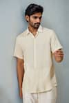 Buy_Ewoke_Off White Tencel Checkered Half Sleeve Shirt _at_Aza_Fashions