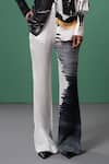 Advait_Black Satin, Twill And White Abstract Print Flared Trouser _Online_at_Aza_Fashions