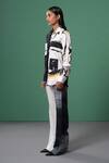 Buy_Advait_Black Satin, Twill And White Abstract Print Flared Trouser _Online_at_Aza_Fashions