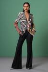 Buy_Advait_Multi Color Linen, Satin Sequins Abstract Patch Blazer _at_Aza_Fashions