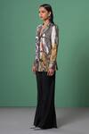Advait_Multi Color Linen, Satin Sequins Abstract Patch Blazer _Online_at_Aza_Fashions