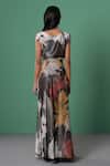 Shop_Advait_Multi Color Linen, Satin Round Neck Galaxy Print Maxi Dress _at_Aza_Fashions