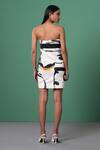 Shop_Advait_Multi Color Bamboo Off-shoulder Abstract Print Strapless Mini Dress _at_Aza_Fashions