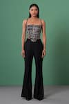 Buy_Advait_Multi Color Linen, Satin Embroidery Square Neck Checkered Print Corset Top _at_Aza_Fashions