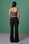 Shop_Advait_Multi Color Linen, Satin Embroidery Square Neck Checkered Print Corset Top _at_Aza_Fashions