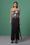 Advait_Black Polyester, Cotton Shredded Designer Skirt _Online_at_Aza_Fashions