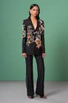 Buy_Advait_Black Polyester, Cotton Embroidery Bloom Blazer Set _at_Aza_Fashions