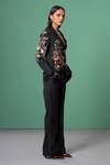 Advait_Black Polyester, Cotton Embroidery Bloom Blazer Set _Online_at_Aza_Fashions