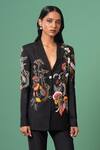Shop_Advait_Black Polyester, Cotton Embroidery Bloom Blazer Set _Online_at_Aza_Fashions