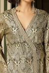 Soniya G_Green Georgette Metallic Thread, Embroidery V-neck Floral Mandala Kurta Set _at_Aza_Fashions