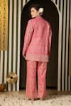 Shop_Soniya G_Pink Georgette Beads, Embroidery Open Floral Mandala Pattern Jacket Pant Set _at_Aza_Fashions