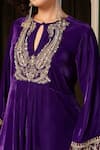 Shop_Soniya G_Purple Silk Embroidery, Tassels Keyhole Neck Paisley Kurta Set _Online_at_Aza_Fashions