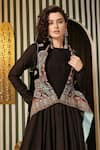 Shop_Soniya G_Black Silk, Velvet Embroidery Round Neck Paisley Butti Anarkali Set _Online_at_Aza_Fashions