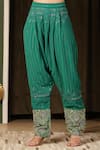 Soniya G_Green Georgette Mirrors, Embroidery V-neck Asymmetric Angarkha Kurta Set _at_Aza_Fashions