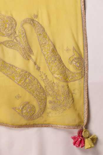 Shop_Soniya G_Yellow Silk, Georgette, Embroidery, Floral Kurta Gharara Set 
