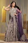 Buy_Soniya G_Purple Organza, Chanderi Silk Beads, Floral Dori Embellished Lehenga Set _at_Aza_Fashions