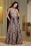 Soniya G_Purple Organza, Chanderi Silk Beads, Floral Dori Embellished Lehenga Set _Online_at_Aza_Fashions