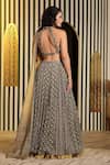 Shop_Soniya G_Green Blend Silk Embellished Bandhani Butti Halter Neck Print Lehenga Set _at_Aza_Fashions