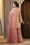 Shop_Soniya G_Pink Georgette Zari, Embroidery, Metallic Chikankari Floral Kurta Gharara Set _at_Aza_Fashions