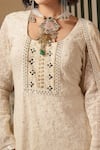 Shop_Soniya G_Ivory Georgette Embroidery, Metallic Thread, Tassels Round Chikankari Kurta Set _Online_at_Aza_Fashions