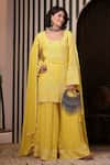 Buy_Soniya G_Yellow Georgette Tassels, Mirrors, Embroidery Round Neck Chikankari Kurta Set _Online_at_Aza_Fashions