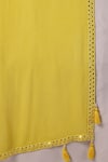 Soniya G_Yellow Georgette Tassels, Mirrors, Embroidery Round Neck Chikankari Kurta Set _at_Aza_Fashions