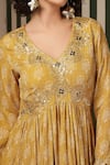 Buy_Soniya G_Yellow Georgette, Silk Mirrors, Embroidery Bandhani Print Peplum Top Gharara Set _Online_at_Aza_Fashions