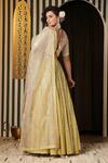 Shop_Soniya G_Beige Georgette Sequins, Gota Patti, Embroidery V-neck Floral Woven Lehenga Set _at_Aza_Fashions