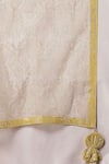 Buy_Soniya G_Beige Georgette Sequins, Gota Patti, Embroidery V-neck Floral Woven Lehenga Set 