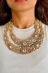 Buy_Prerto_White Diamonds Floral Polki And Stone Necklace Set _at_Aza_Fashions