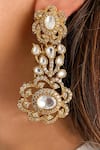Shop_Prerto_White Diamonds Floral Polki And Stone Necklace Set _at_Aza_Fashions